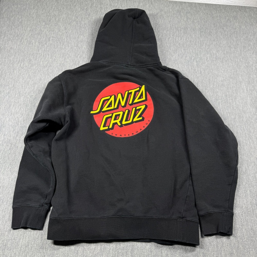 Santa Cruz Hoodie Mens S Black Classic Dot Logo Pullover Skateboard Sweatshirt